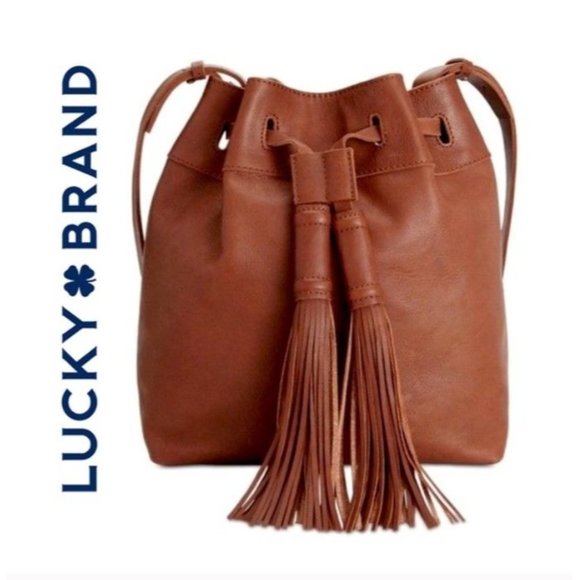 Lucky Brand Handbags - Lucky Brand Boho Leather Tassel Bucket Bag